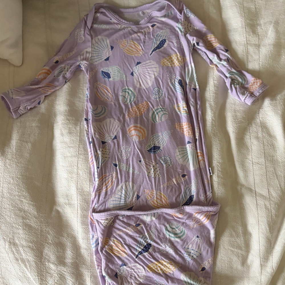Little Sleepies Newborn Lavender Shell-Print Sleep Gown